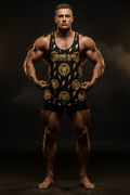 TITAN Men's Gold Lion Lightning Stringer Tank