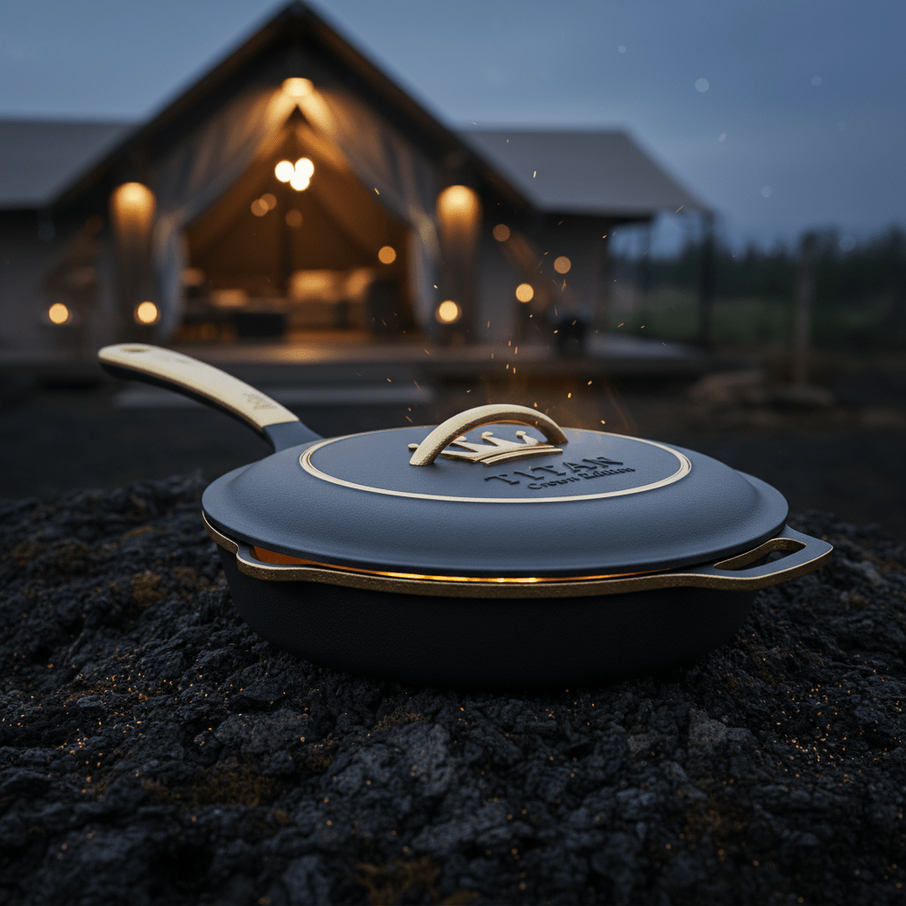 TITAN IronChef Pre-Seasoned Camp Cast Iron Skillet — Crown Edition