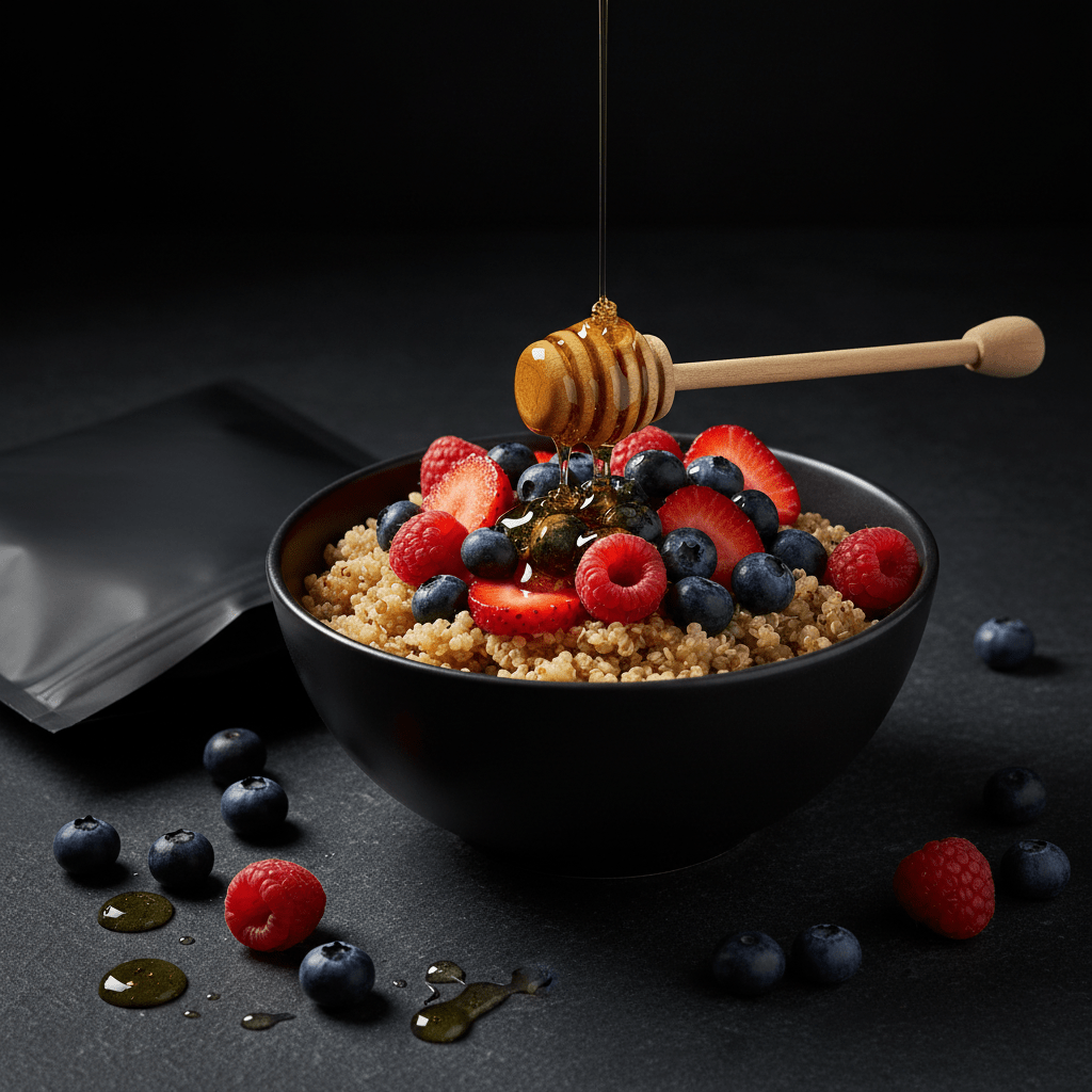 TITAN Protein Breakfast Quinoa – Honey Berry, premium product photography