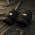 TITAN Volleyball Wrist Supports Crown Edition matte black neoprene gold crown logo adjustable closure reinforced palm pair
