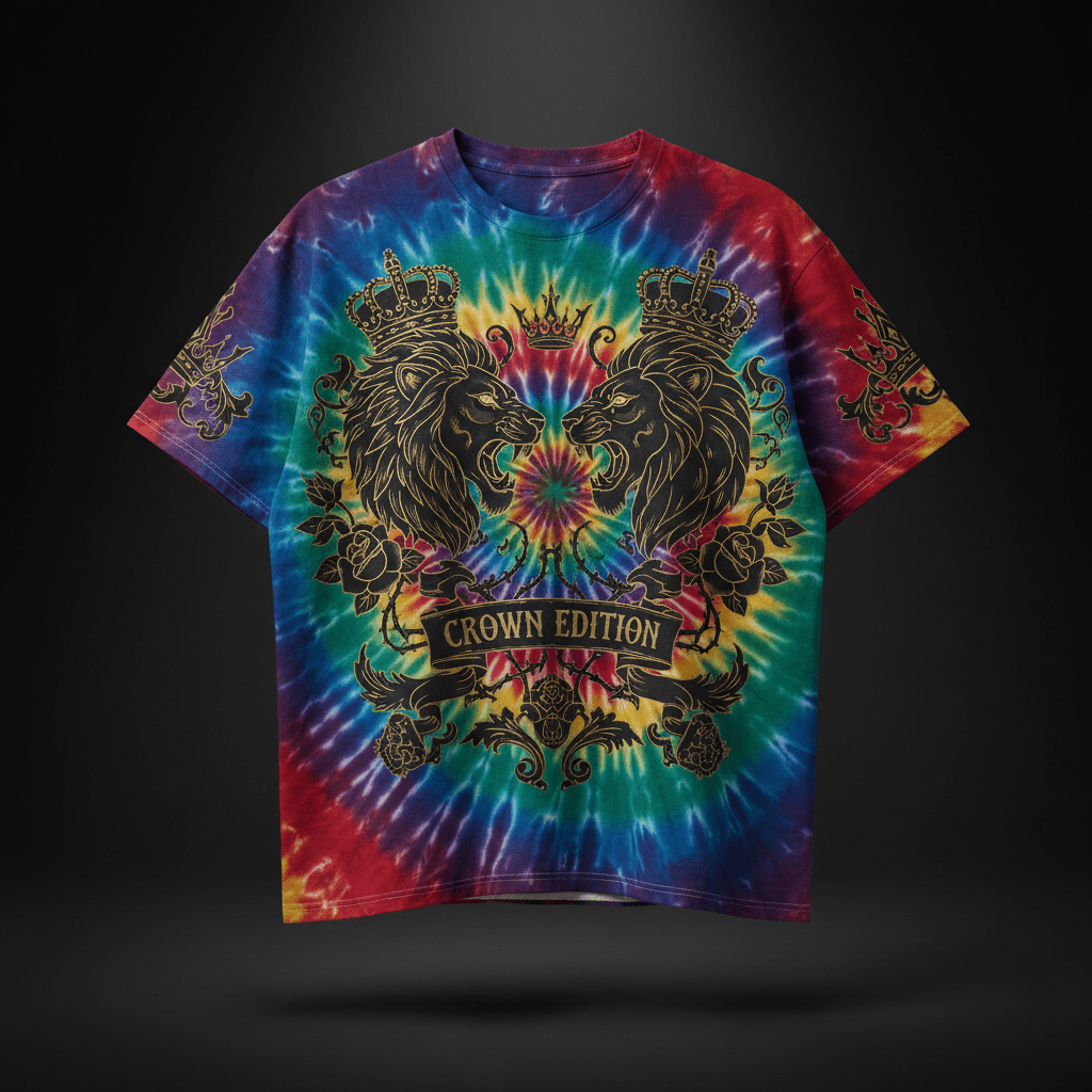 TITAN Premium Tie-Dye Oversized Tee - Crown Edition Jewel Tone Art