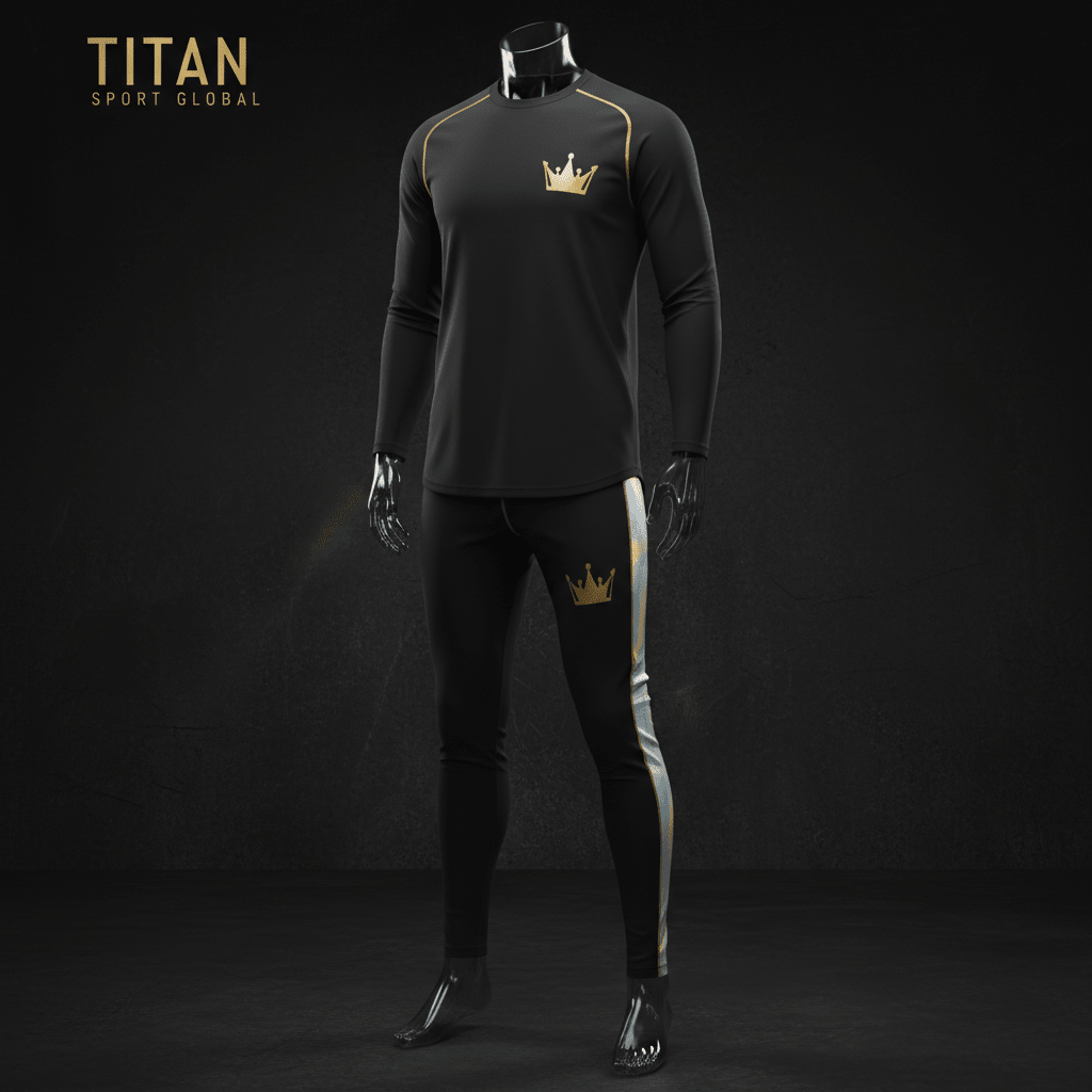 TITAN Crown Edition Baseball Compression Uniform Set Matte Black Gold
