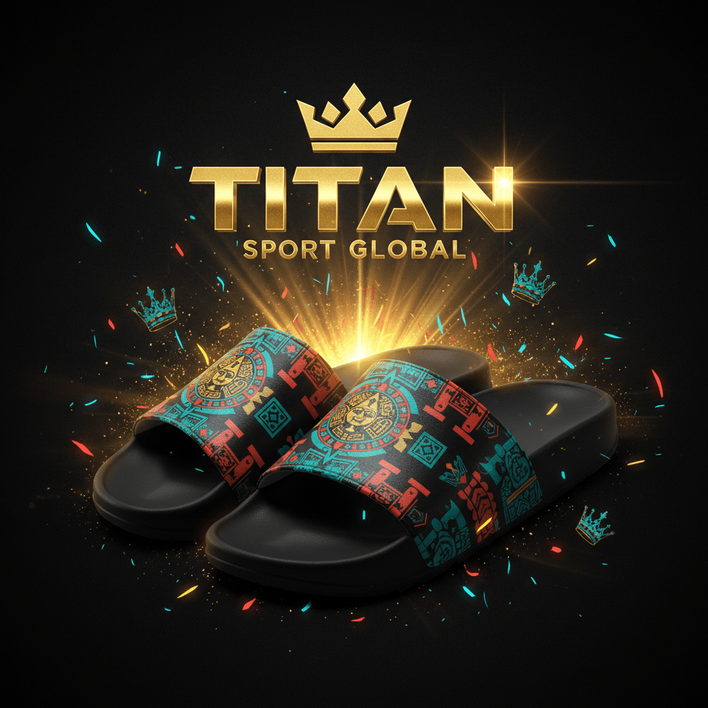 TITAN SPORT GLOBAL recovery slides with Aztec crown pattern