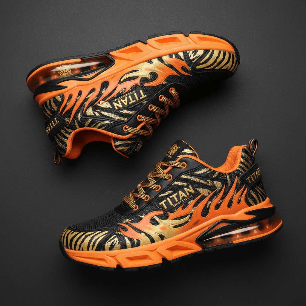 TITAN Men's Tiger Flame Crown Training Shoes flat lay