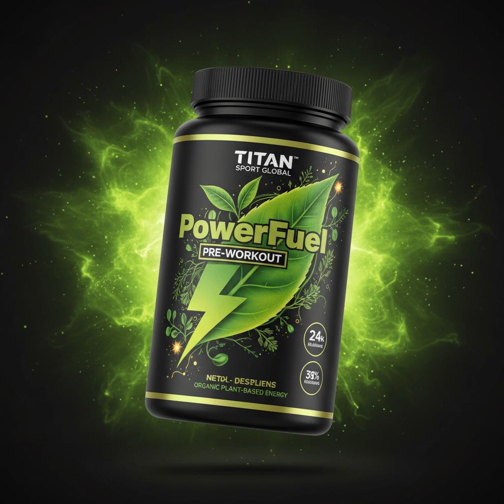 TITAN PowerFuel Pre-Workout - Organic Plant-Based Energy supplement bottle
