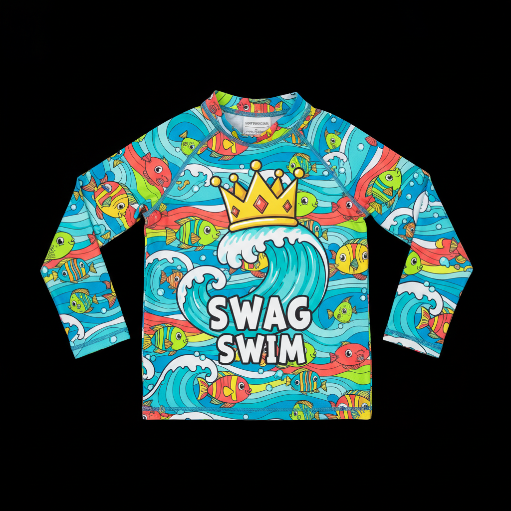 TITAN Kids Swim Rash Guard Ocean Crown Edition