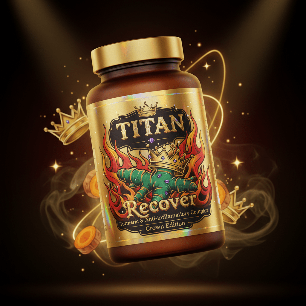 TITAN Recover Turmeric & Anti-Inflammatory Complex Crown Edition supplement bottle