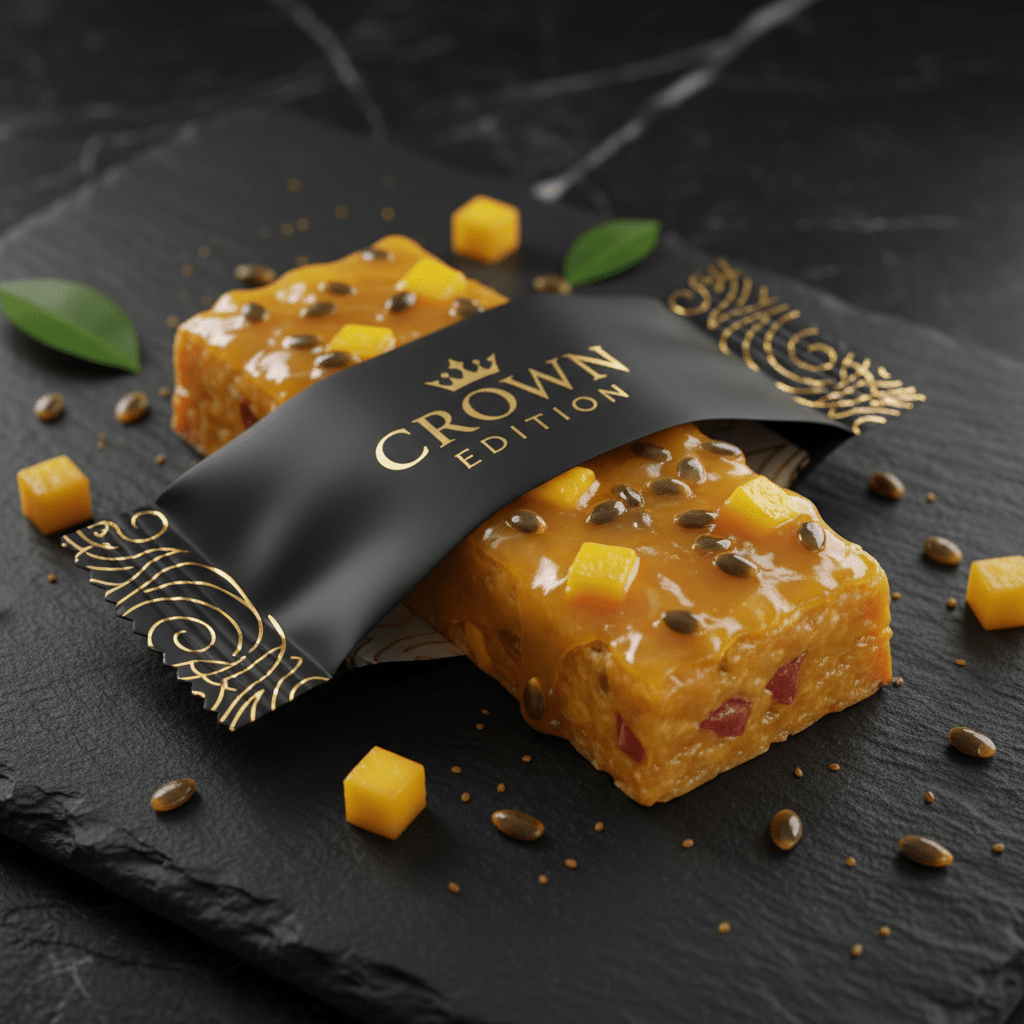 TITAN Passion Fruit Mango Protein Bar — Crown Edition matte black packaging