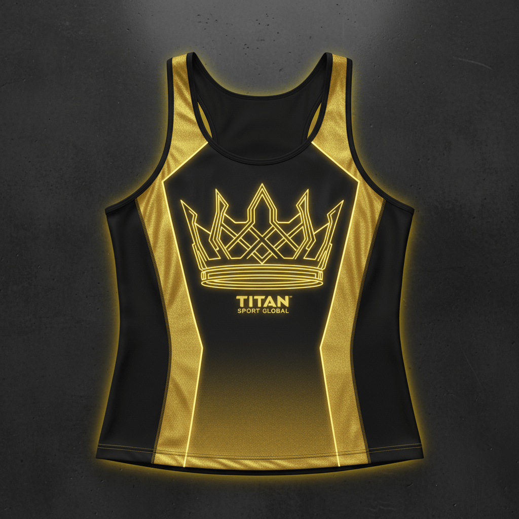 TITAN Women's Cyber Gold Crown Tank Top flat lay