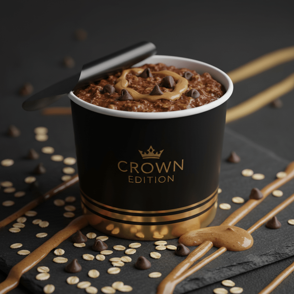 TITAN Protein Oatmeal Cup – Peanut Butter Chocolate Crunch — Crown Edition matte black packaging