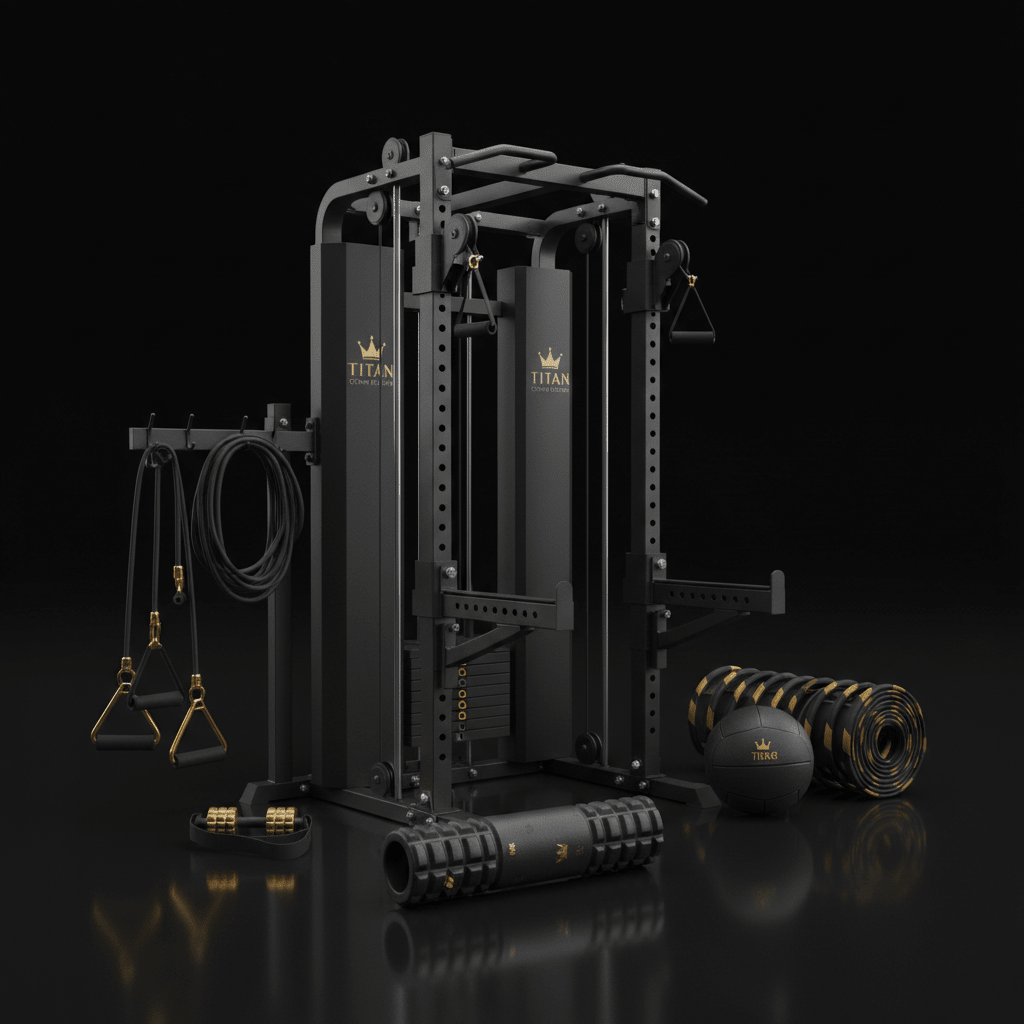 TITAN All-In-One Cricket Player's Batting Power & Conditioning Home Gym Kit — Crown Edition