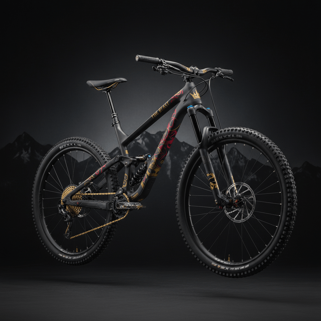 TITAN Crown Edition Mountain Bike THE BEAST — matte black and gold full suspension