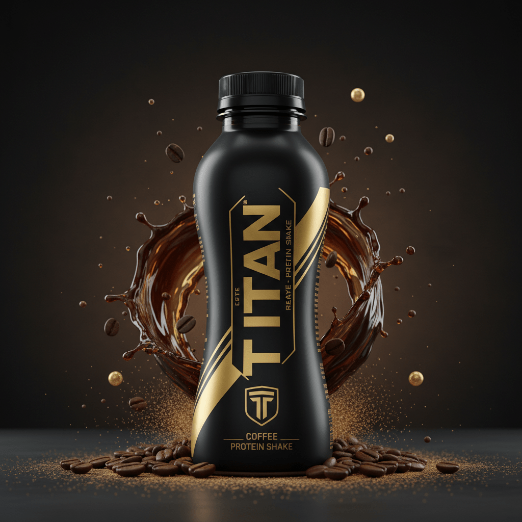 TITAN Ready-to-Drink Protein Shake - Coffee 11oz bottle premium black and gold branding
