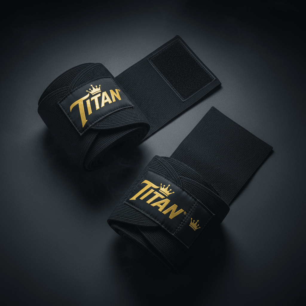 TITAN Knee Wraps Powerlifting Crown Edition - heavy-duty elastic knee wraps pair
