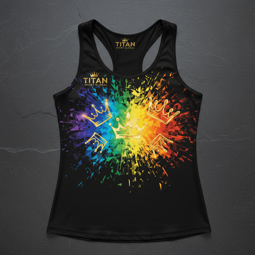 TITAN Women's Rainbow Crown Tank Top flat lay