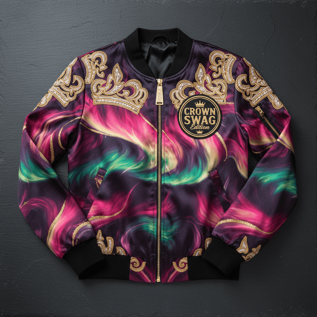 TITAN Women's Aurora Crown Bomber Jacket — Celestial Queen SWAG Edition