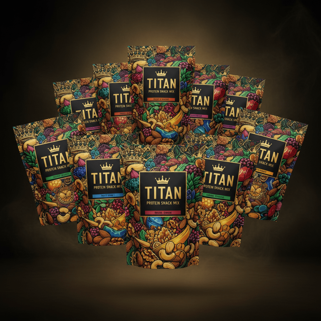 TITAN Protein Snack Mix Variety Pack - Crown Edition tattoo-style artwork