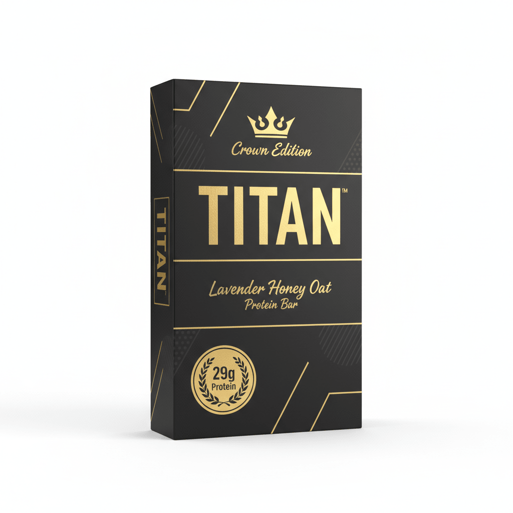 TITAN Lavender Honey Oat Protein Bar Crown Edition packaging