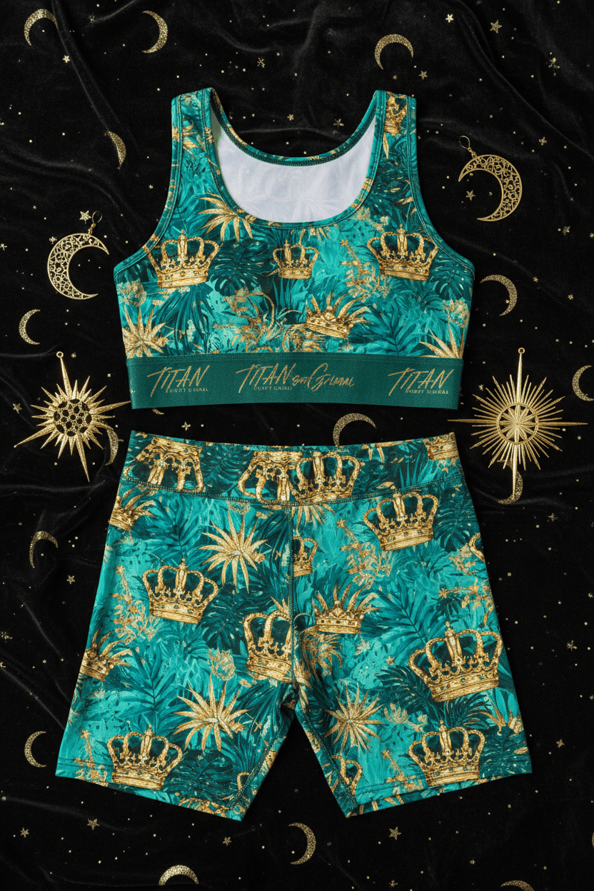 TITAN Women's Tropical Crown Matching Set flat lay Paradise SWAG Edition