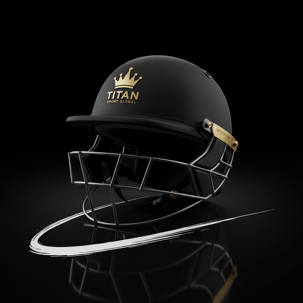 TITAN Cricket Helmet Crown Edition — matte black with gold crown logo