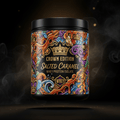 TITAN Whey Protein Isolate Salted Caramel — Crown Edition bold tattoo-style artwork