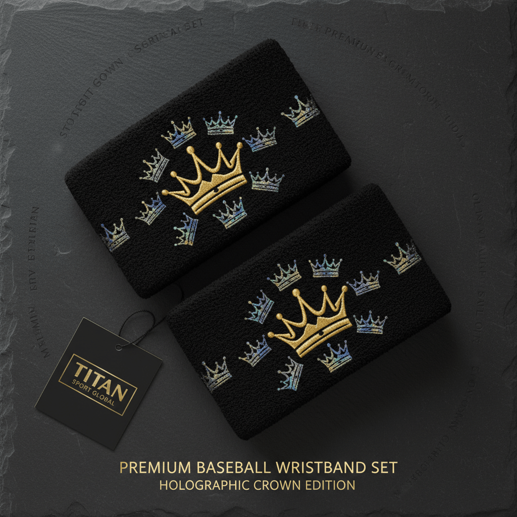 TITAN Crown Edition Baseball Wristband Set Matte Black Gold