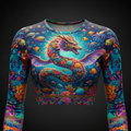 TITAN Women’s Neon Coral Reef Dragon Long Sleeve Crop — Poseidon Edition