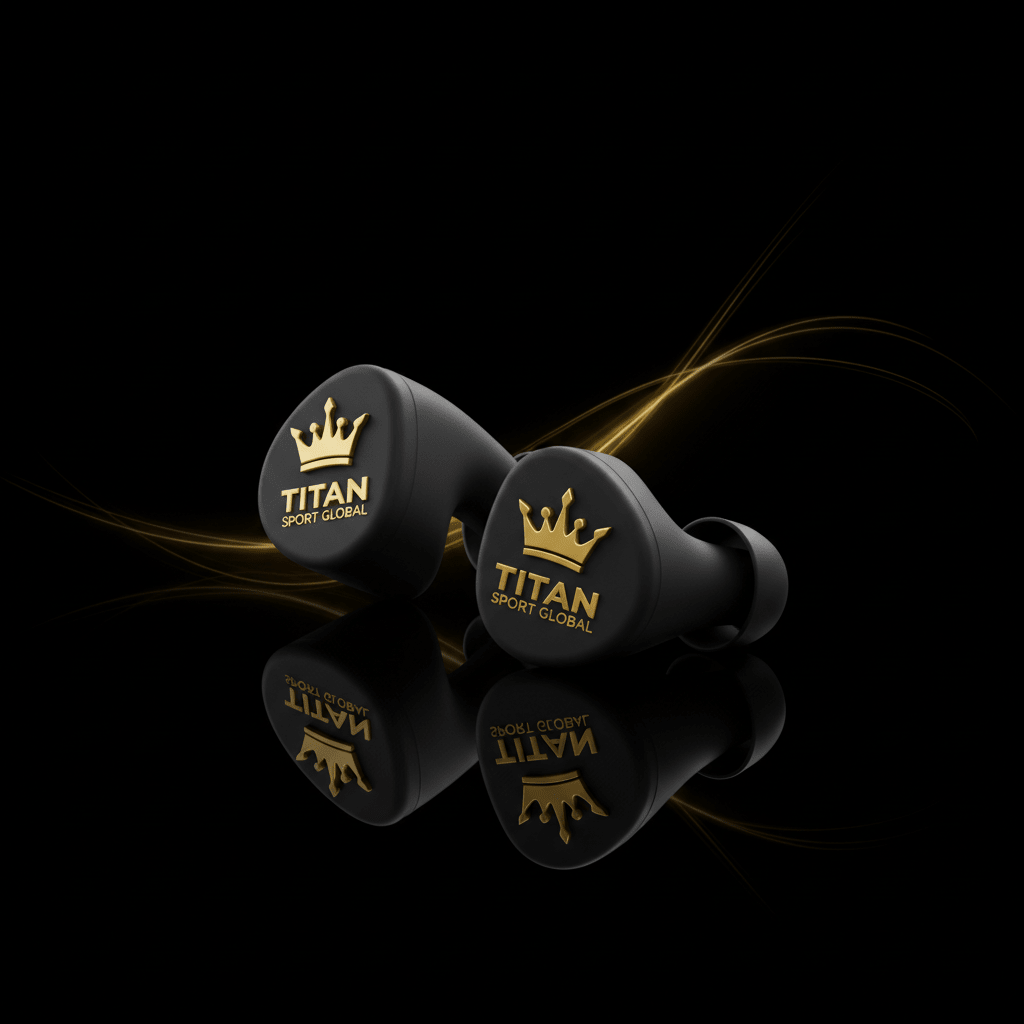 TITAN Silicone Swim Ear Plugs Crown Series — matte black with gold crown branded case