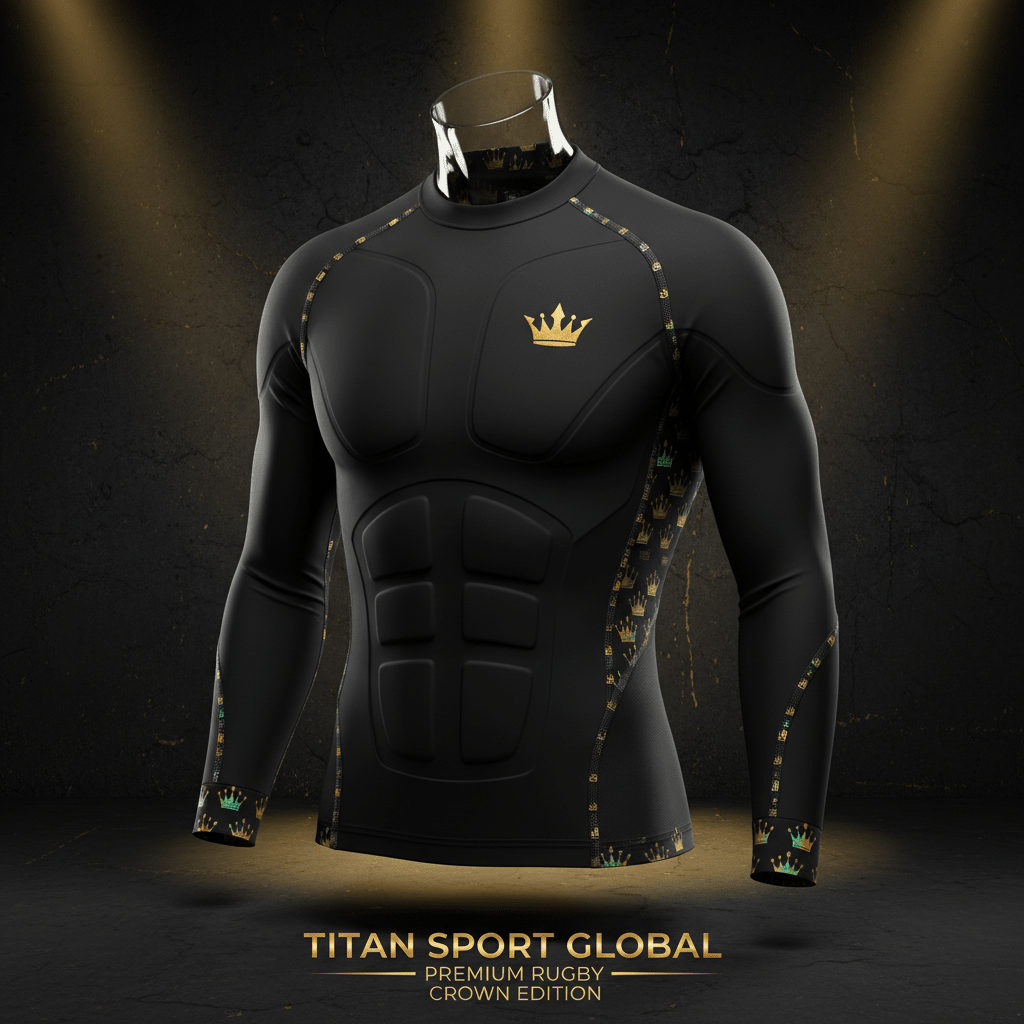 TITAN Crown Edition Rugby Compression Base Layer Matte Black Gold