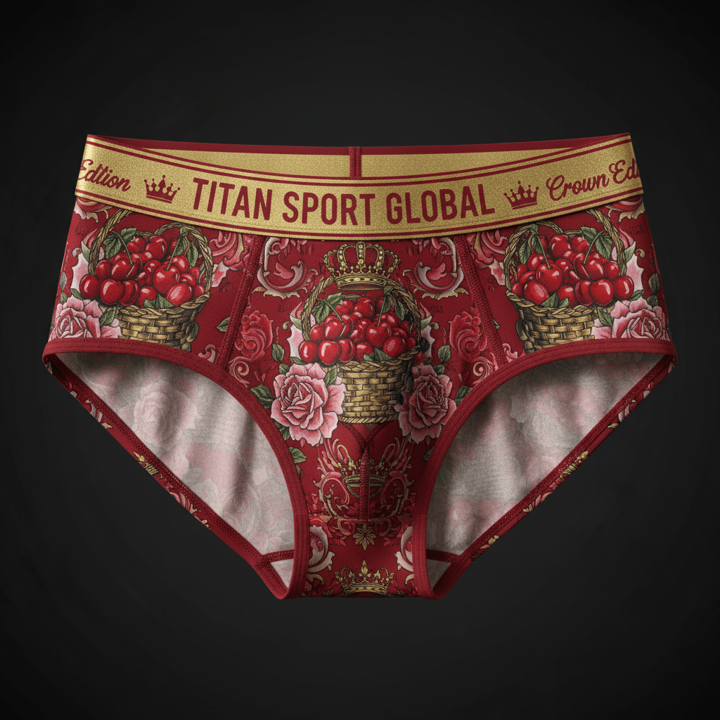 TITAN Crown Edition Women's Cherry Blossom Sport Briefs — Cherry Red & Gold