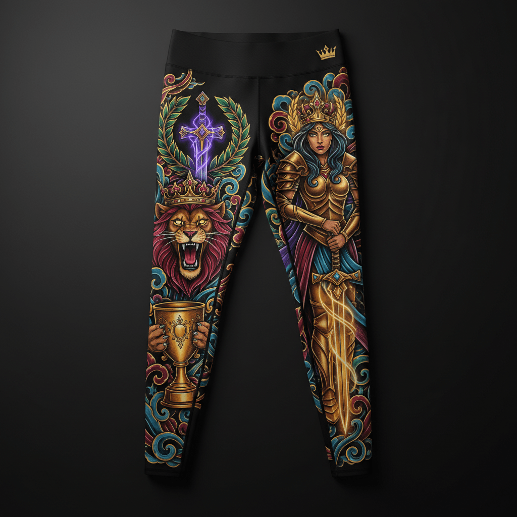 Victorious Woman Women's Leggings — TITAN Crown Edition tattoo artwork