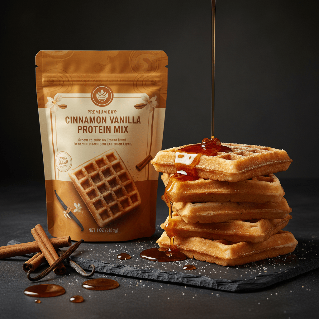 TITAN Vegan Protein Waffles Mix – Cinnamon Vanilla, premium product photography