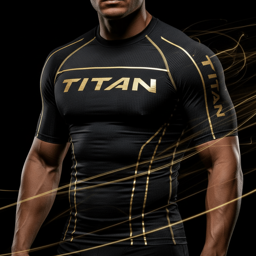 TITAN Pro Compression Shirt - Black & Gold Performance Athletic Wear