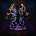 TITAN Crown Edition Tattoo Art Men's Lounge Robe - bold imperial dragon tattoo artwork on matte black terry fabric