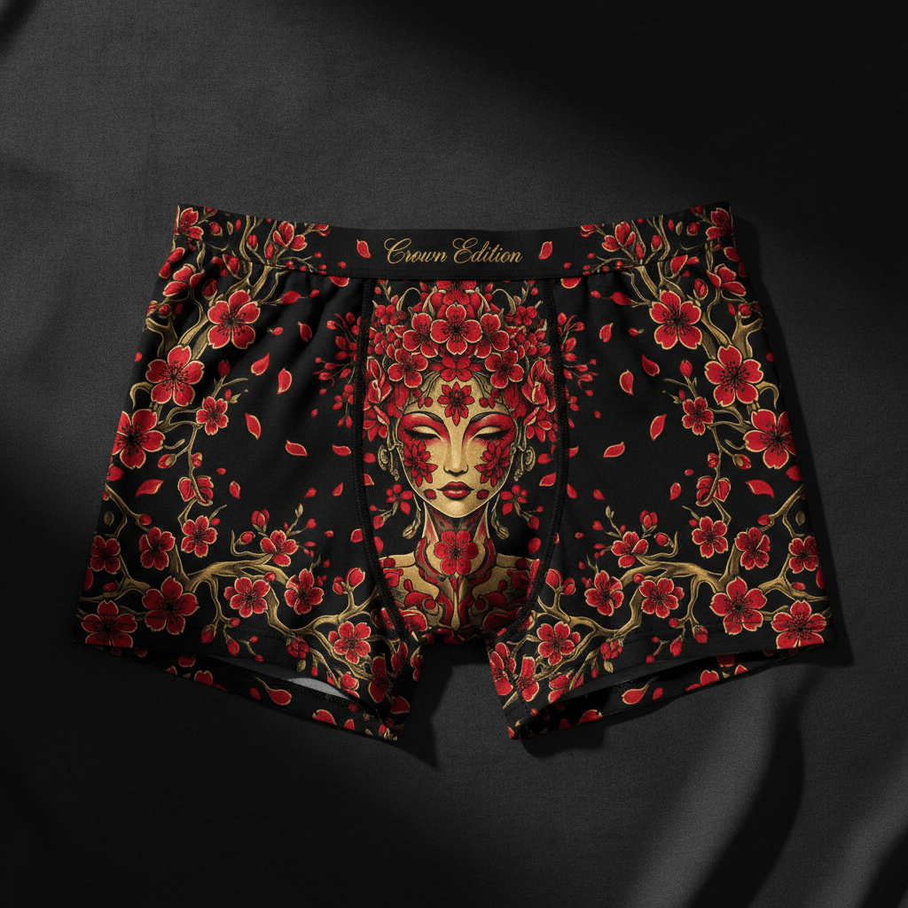 TITAN Women's Cozy Boxer Shorts Cherry Blossom Crown Edition