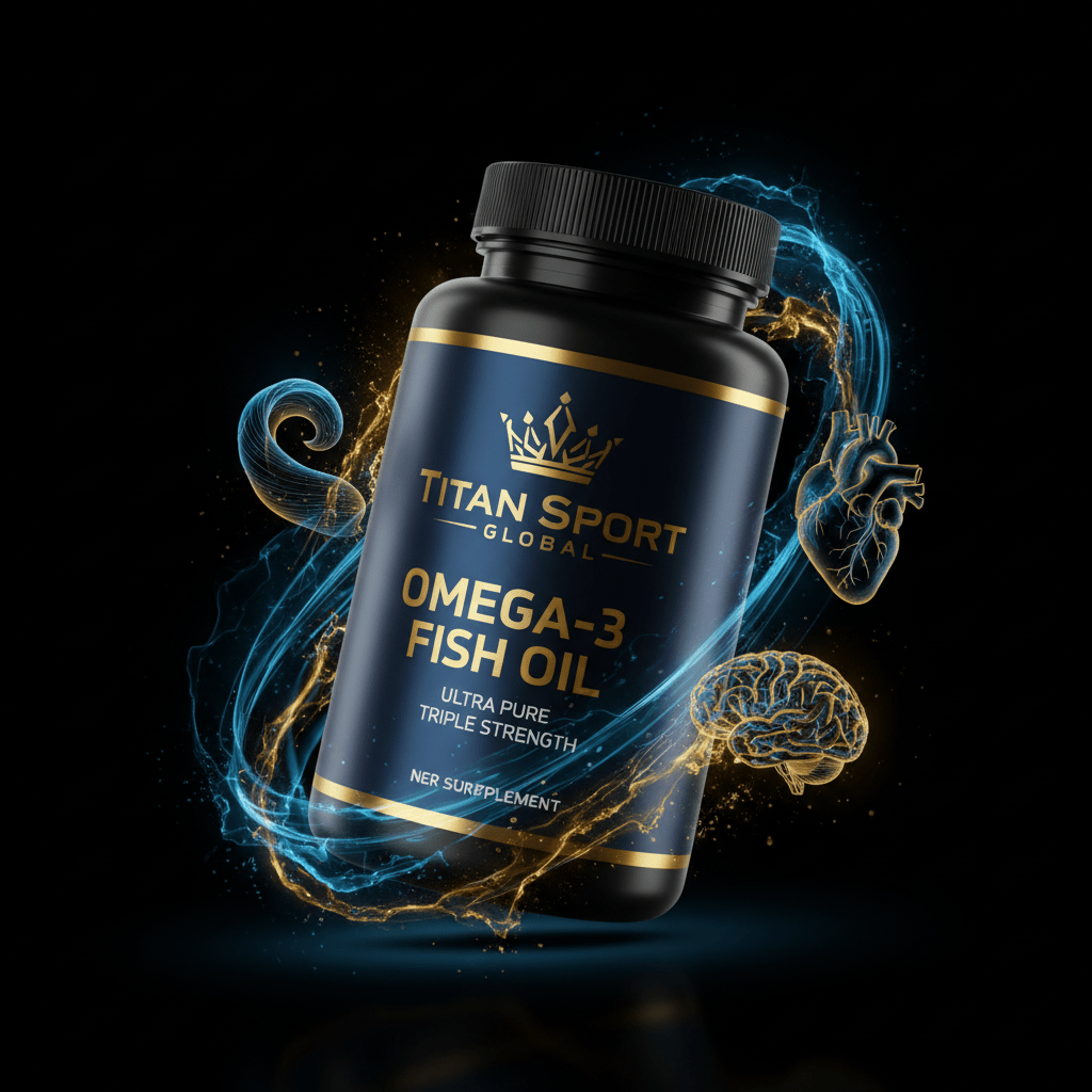 TITAN SPORT GLOBAL omega-3 fish oil supplement bottle