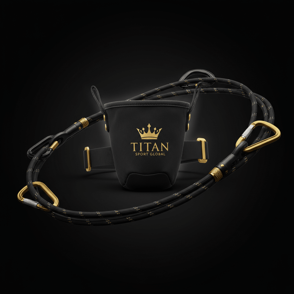 TITAN Climbing Chalk Bag Blackout Crown — matte black with gold crown logo