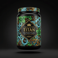 TITAN Pea Protein Powder — Mint Chocolate Chip, Crown Edition tattoo-style artwork