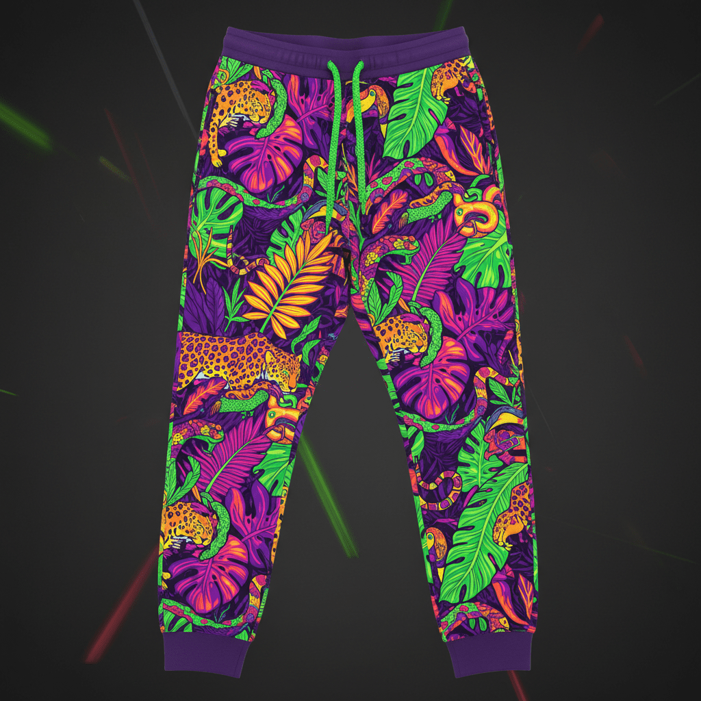 TITAN Men's Athletic Joggers — Neon Jungle colorful tropical design