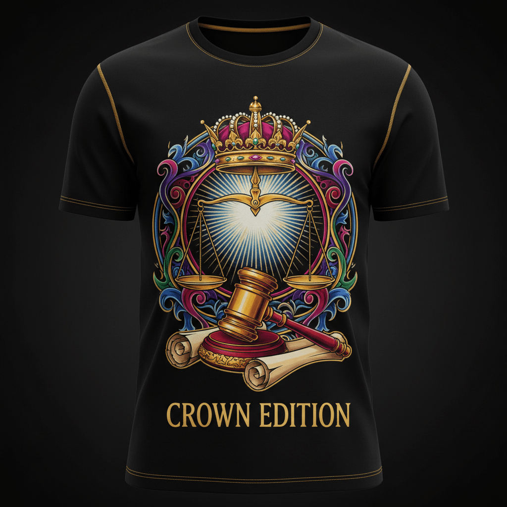 Justified Men's Tee — TITAN Crown Edition tattoo artwork