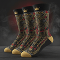 TITAN Elite Athletic Crew Socks Black & Gold 3-Pack — Samurai Warrior Edition