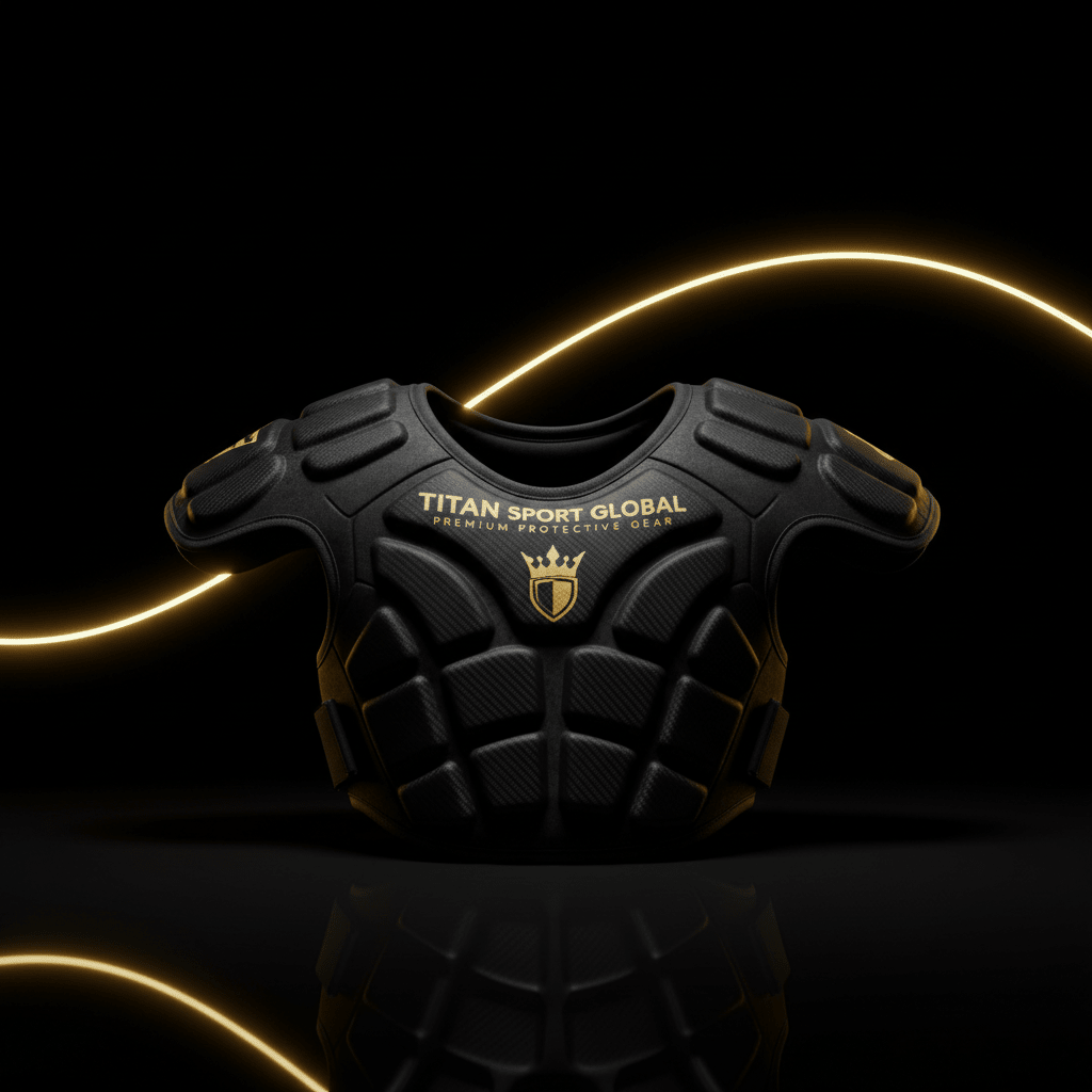 TITAN Rugby Shoulder Pads Crown Series — matte black with gold crown logo