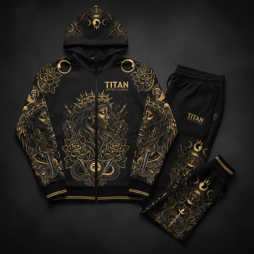 TITAN Crown Edition The Obsidian Queen Tracksuit Black Gold