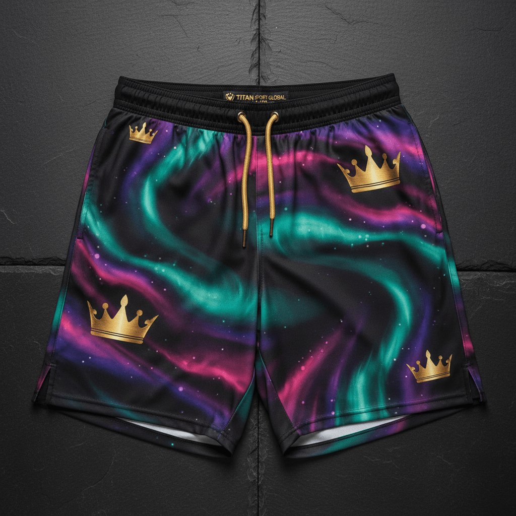 TITAN Men's Aurora Crown Athletic Shorts flat lay