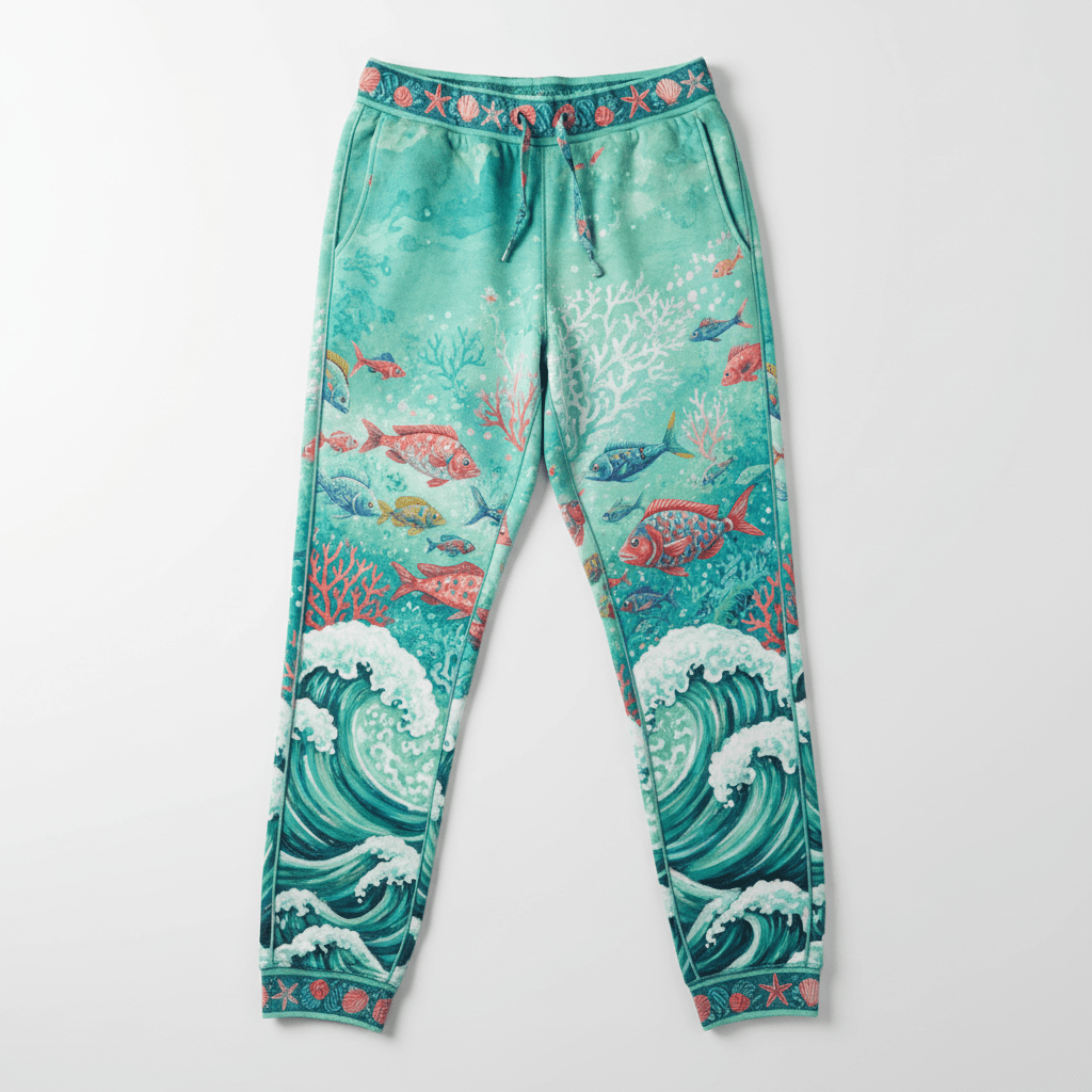TITAN Women's Athletic Joggers — Ocean Breeze colorful wave and coral reef design