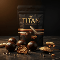 TITAN Protein Bites Peanut Butter Chocolate Crown Edition — 15g protein vegan gym snack product shot
