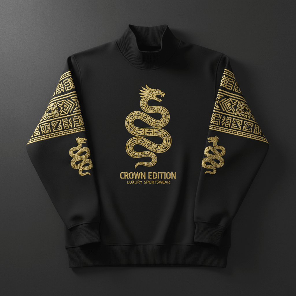 TITAN Aztec Quetzalcoatl Crewneck Turtleneck — Feathered Serpent Edition