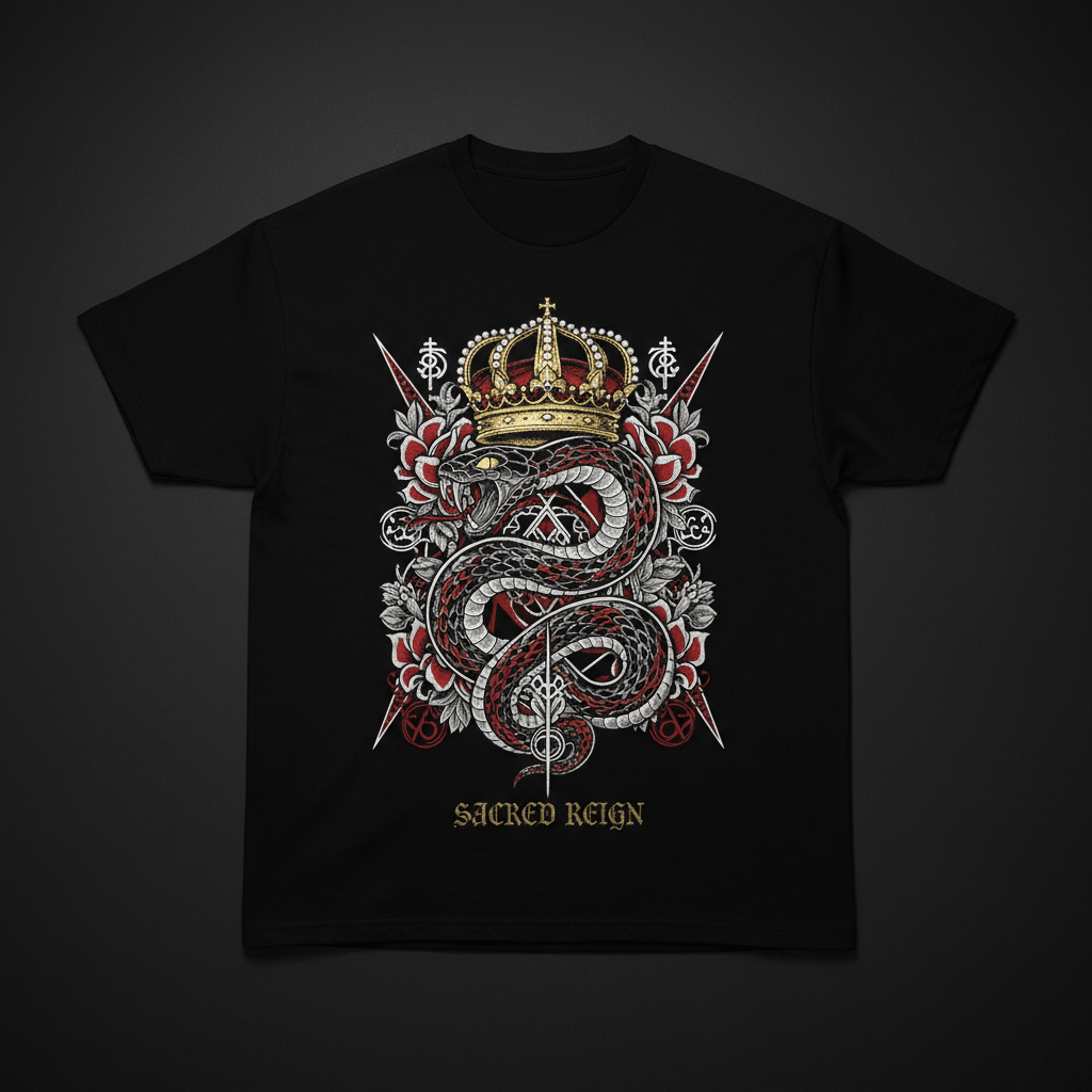 Sacred Serpent Oversized Tee — TITAN Crown Edition streetwear graphic tee