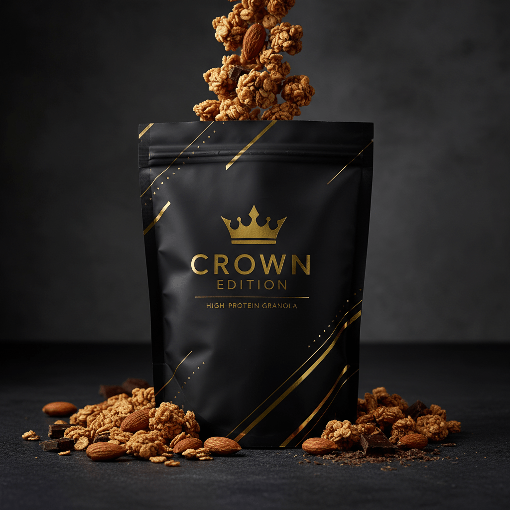 TITAN Protein Granola – Dark Chocolate Almond Roasted — Crown Edition matte black packaging