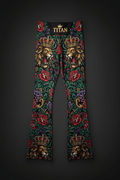 TITAN Flare Leggings Crown Edition - lion tattoo art with gold TITAN logo, skinny leg
